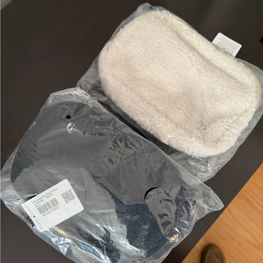 lululemon athletica Black and Cream fleece Women's Belt Bags